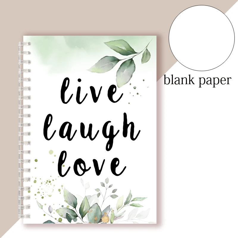 Inspiring Quotes - Live Love Laugh - Spiral Notebook Sketch Note Book Writing Memo Print Art Wallpaper Flower Decor Cover Poster