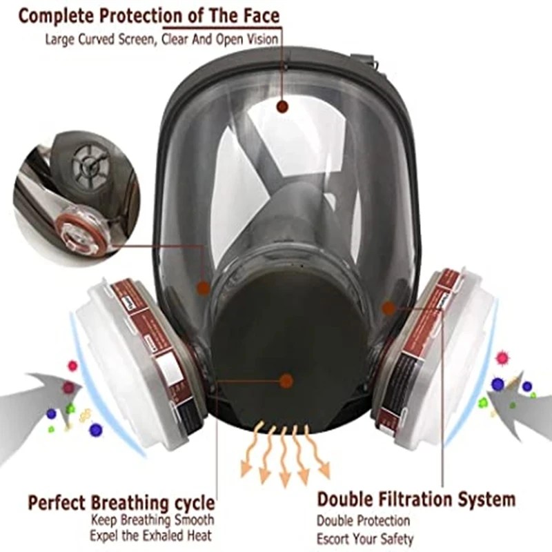 15 in 1 full face mask, reusable, wide field of vision, widely used in paint and welding woodworking 6800 respirator