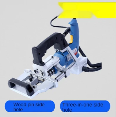 3-in-1500W นิวเมติกด้านข้างเครื่องแนวนอนงานไม้เฟอร์นิเจอร์ Puncher เจาะ Puncher ไม้ Tenoning เจาะเครื่องมือ
