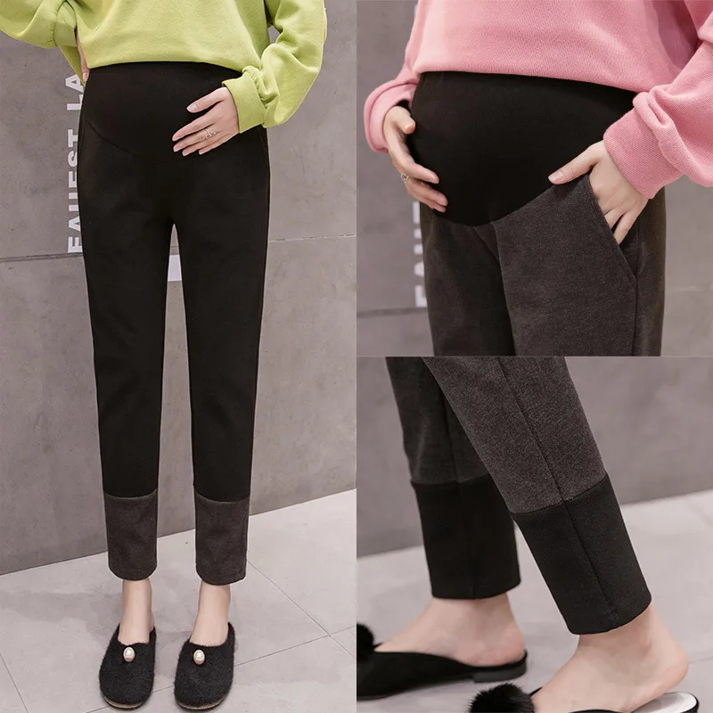 

Maternity wear Winter 2019 Hairy Pregnant women's stomach lift harem pants