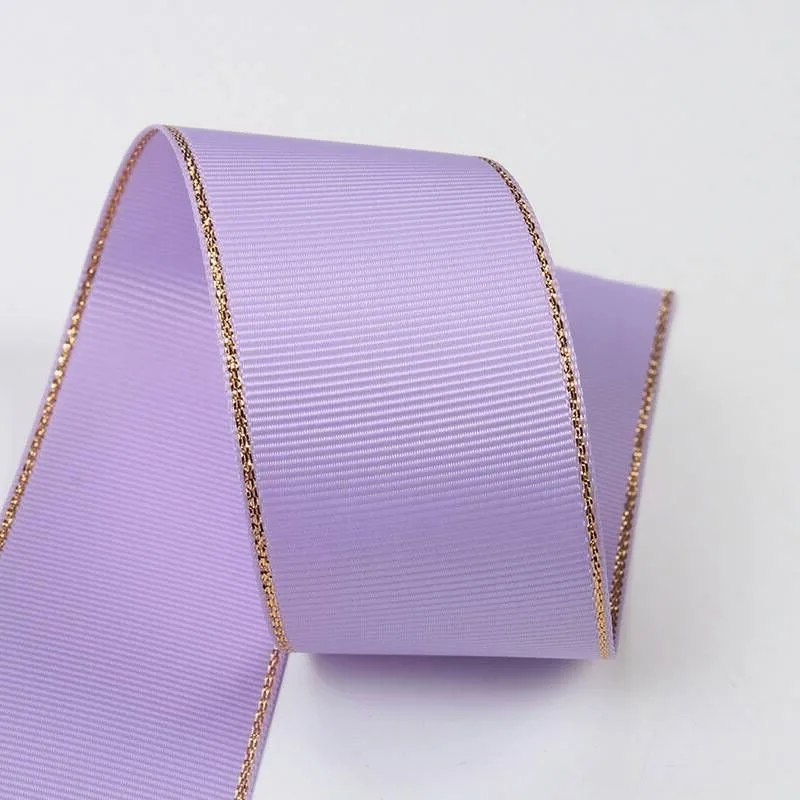 10 Yards 10MM 16MM 25MM 38MM Gold Edge Glittering Ribbon Double-Sided Handmade Material Gift Packing Grosgrain Crafts Bows