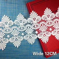 12CM Wide Retro French Lace Fabric Water-Soluble Embroidery Lace Satin Neckline Collar Stitch Applique DIY Craft Decoration