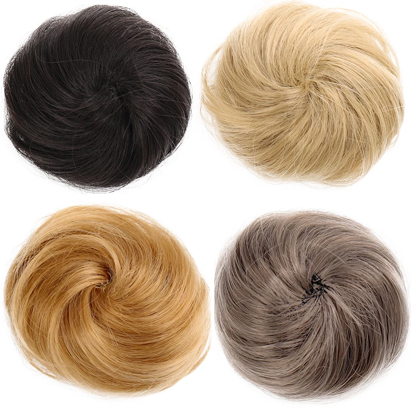 Synthetic Hair Bun Black Brown Straight hair Messy Scrunchies Bun Claw Clip in Hair Extension Updos Hairpieces for Men Chignons