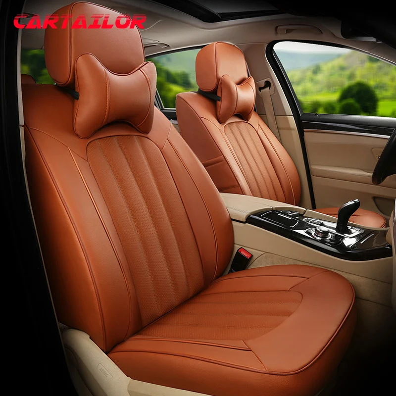 

CARTAILOR Car Seat Cover Leather Cowhide & Leatherette Styling for BMW 5 Series Station Wagon Seat Covers Cars Accessories Black