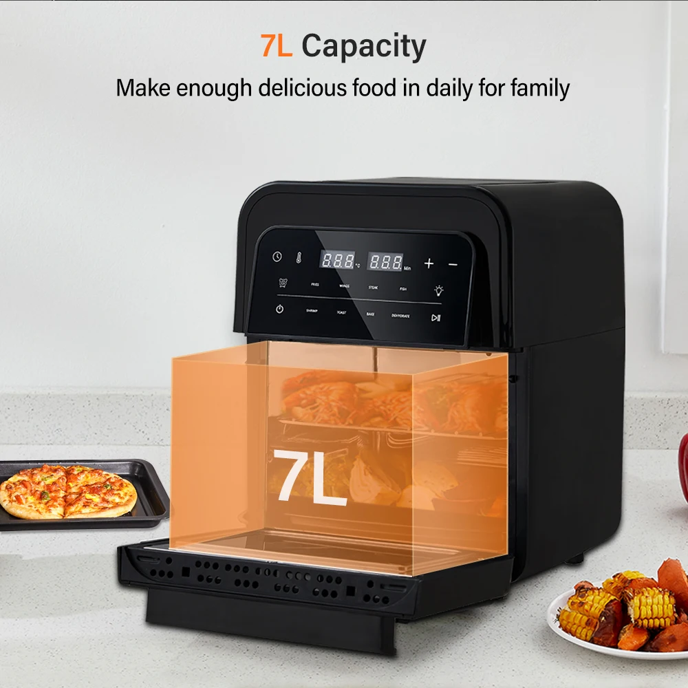 Fogão do forno da fritadeira do ar de biolomix 7l com controle do écran sensível de digitas, 8 funções dos presets, cesta destacável antiaderente