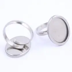 5pcs adjustable oval cabochon ring base blanks 13x18mm stainless steel bezel tray settings for jewelry making