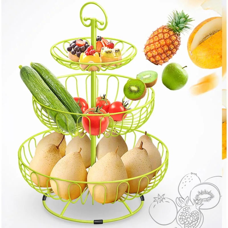 3 Tiers Fruit Basket Rack Snack Cake Stand Multi-functional Large-Capacity Pantry Basket Organizers for Organizing Item Kitchens