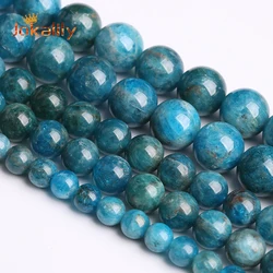 Natural Blue Apatite Stone Beads Hight Quality Round Loose Spacer Beads  For Jewelry Making DIY Bracelets Necklace 4 6 8 10 12mm