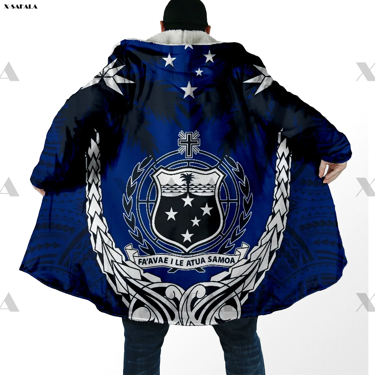 Samoa Polynesian Coconut America 3D Printed Hoodie Long Coat Hooded Cloak Thicker Down Jacket  Outerwear Cotton Pullovers Dunnes