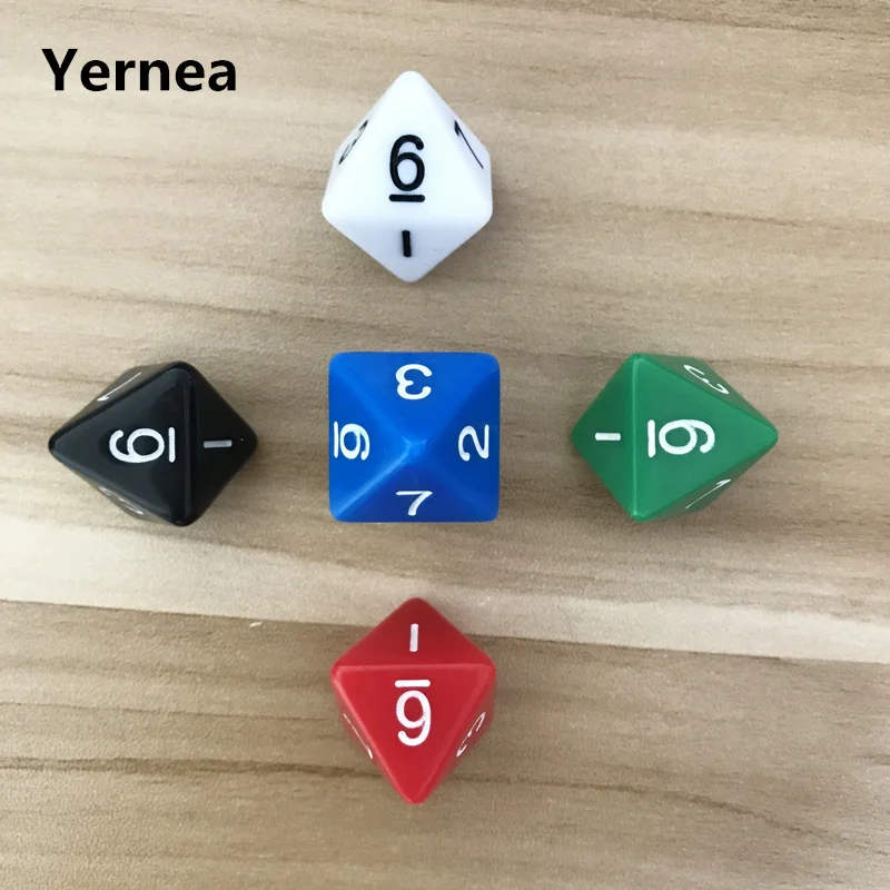 5Pcs/Lot D8 Dice Eight Surfaces Colour Acrylic RPG Dice Polyhedral Dice Set Table Games Entertainment Board Game