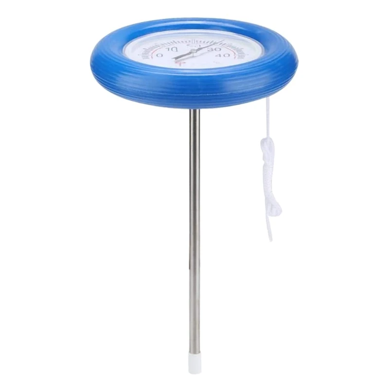 Floating Pool Thermometer Large Centigrade Dial Plate Water Temperature Gauge with String for Spa Tub Pond Blue