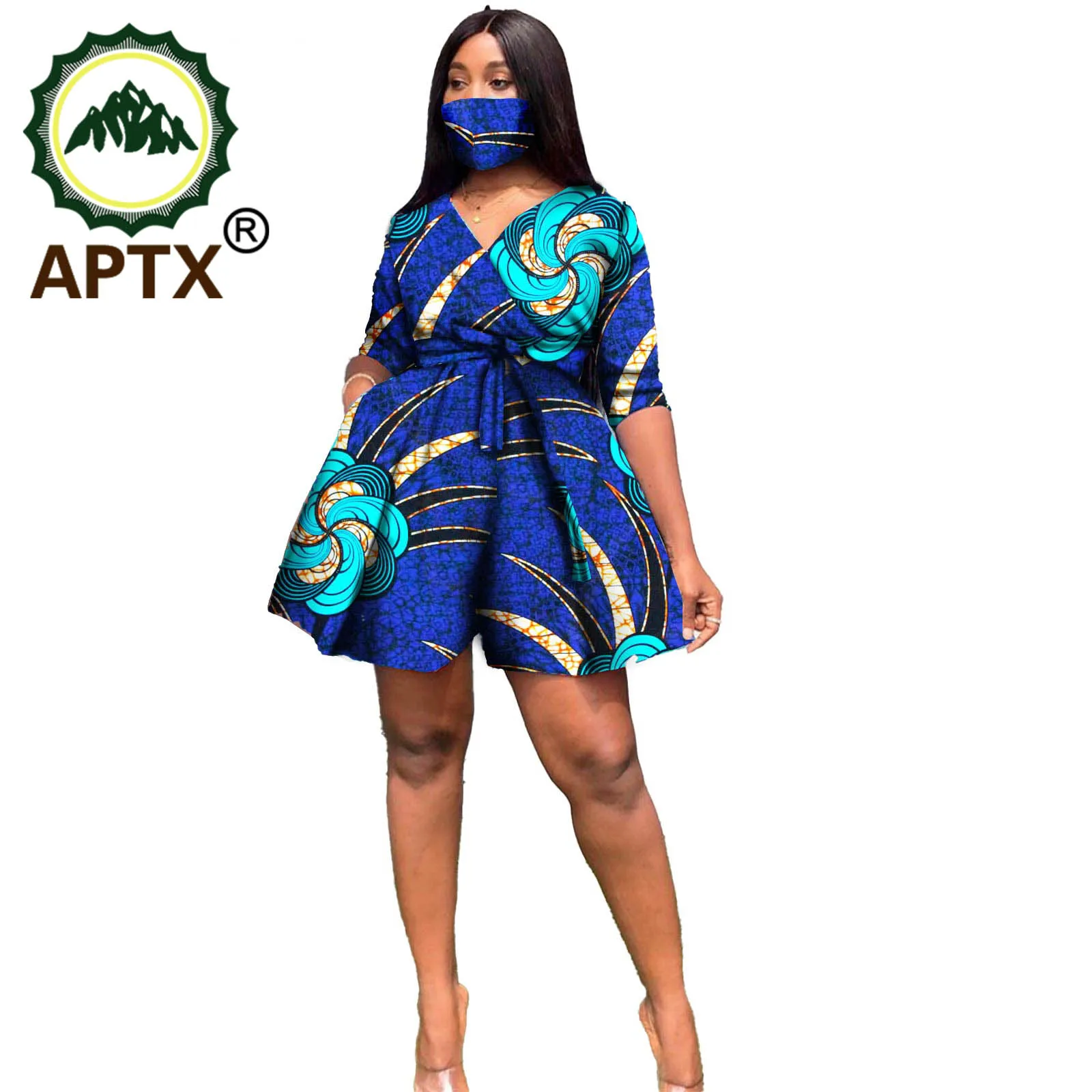 African Party Dress For Women Ankara Style With Belt Sex Lady Traditional Fashion Female Dresses Elegant Lady Wax Pure Cotton