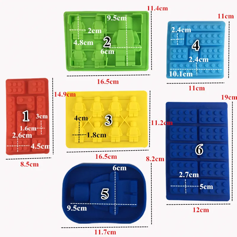 1 Piece Silicone Building Blocks Robot 3D DIY Mold Chocolate Tray Jelly Brownie Dessert Pastries Mould Cake Decoration Tool