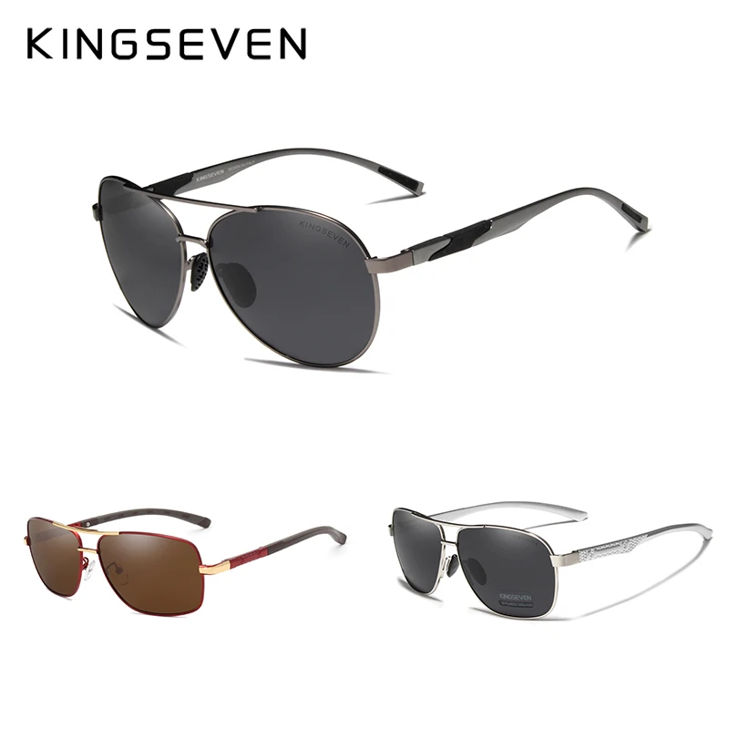 3PCS Combined Sale KINGSEVEN Brand Design Sunglasses Men Gray Polarized Mirror Lens UV Protection Oculos De Sol