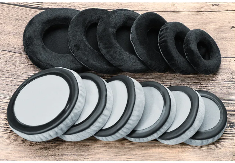 

New Black & Gray Universal Velvet Replacement Ear Pads Round Earmuffs Earpads for Superlux Sennheiser HyperX AKG Headphones