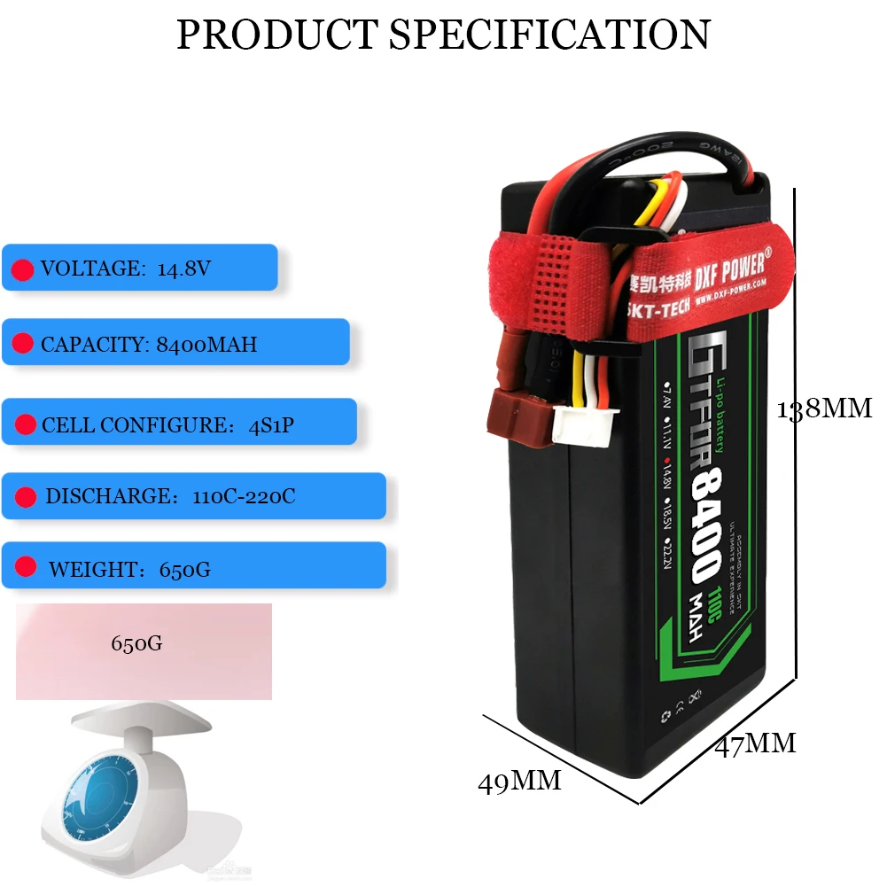 DXF Lipo Battery 2S 3S 4S 7.4V 11.1V 14.8V 5200mah 6500mah 7000mah 8400mah 8000mah 6750mah for RC Car Truck Buggy Arrama Xxmax