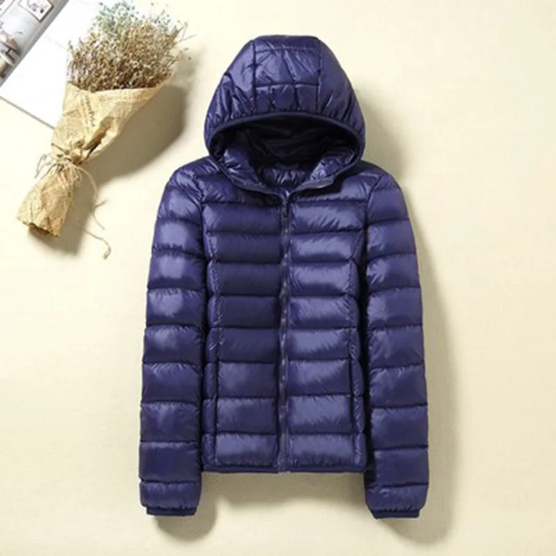 S- 4XL Winter Women Ultra Light Duck Down Jacket Women Long Sleeve Jackets Warm Hooded Coat Parka Female Outwear Plus Size