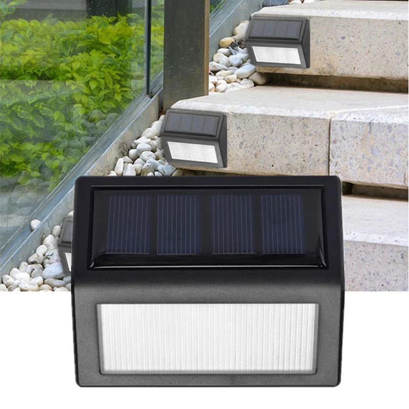 New Plastic Outdoor Waterproof 6led Led Solar Path Stair Light Solar Deck White Lights Balcony Garden Yard Fence Solar Lights