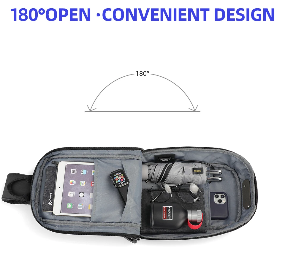 Tigernu Mode Männer Hohe Qualität Umhängetasche Spritzwassergeschützte Brust Tasche Anti-diebstahl USB Lade Casual Brust Tasche Männlichen Tasche – Detail 7