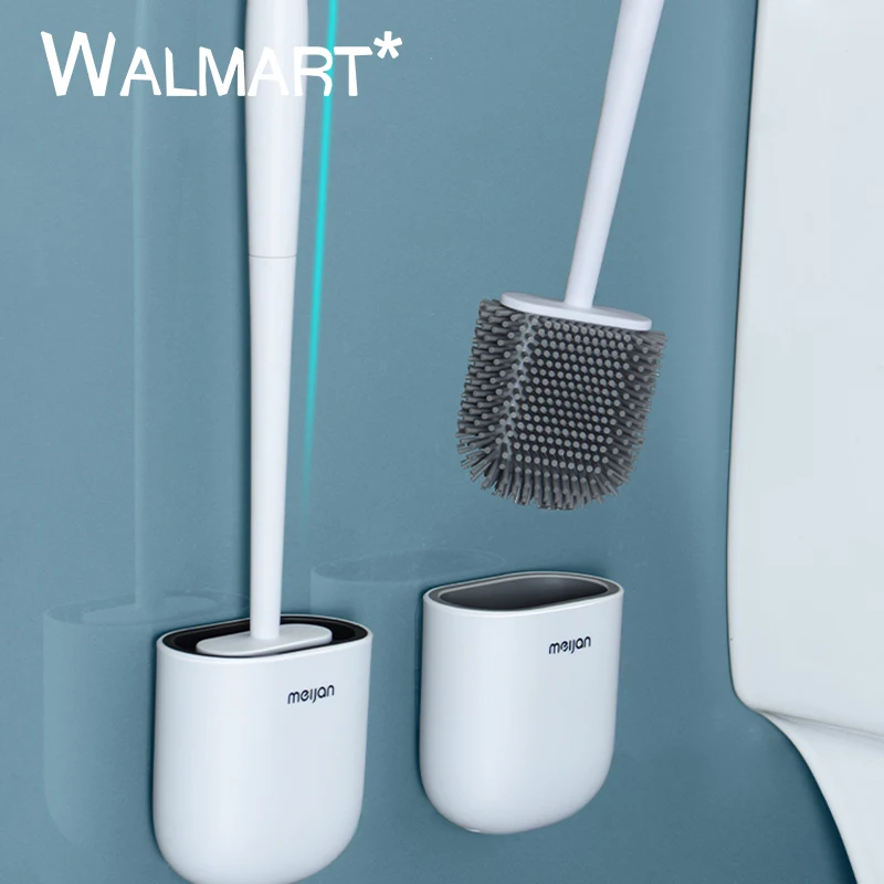 

Wall-Mounted Punch-Free No Trace Toilet Brush Set Toilet Cleaning Tool Silicone Long-Handled Soft Bristle Toilet Cleaning Brush