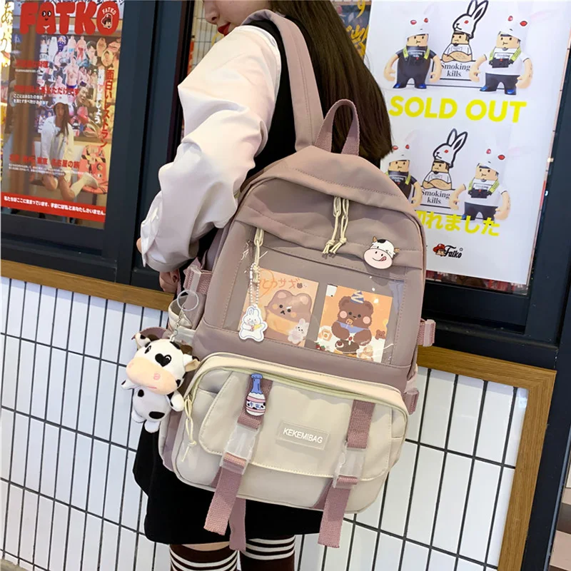 Sac à dos étanche en Nylon pour femmes, sacoche d'école multi-poches pour ordinateur portable, Kawaii, pour filles, nouvelle collection