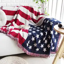 Knitted Sofa Throw Blanket With Tassels 130x180cm Cotton USA UK Flag Home Decorative Floor Carpet Bed Quilt Table Cover