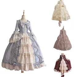 Vrouwen Middeleeuwse Vintage Jurk Gothic Lolita Jurk Lange Mouw Classic Lolita Jurk Zoete Schattige Ruches Jurk Anime Cosplay Kostuum