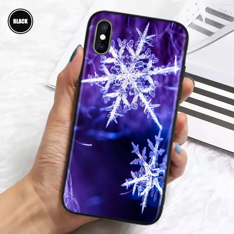 Śnieg śnieżynka zima zimny silikonowy pokrowiec Coque dla iPhone 11 Pro Max 12 Mini 13 X XS XR 7 8 6 6S Plus 5 SE telefon Shell okładka zabawa