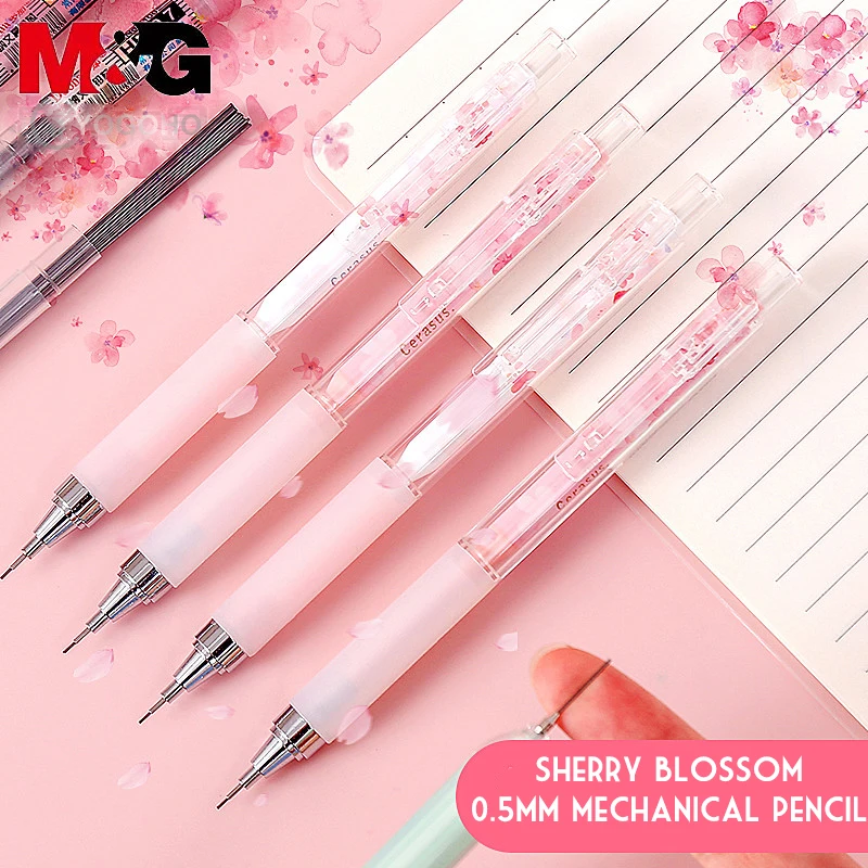 M&G Sakura Blossoms Automatic Pencil 0.5mm/0.7mm Pink No Broken Refill Mechanical Pencils For Kids Gifts Student Supplies