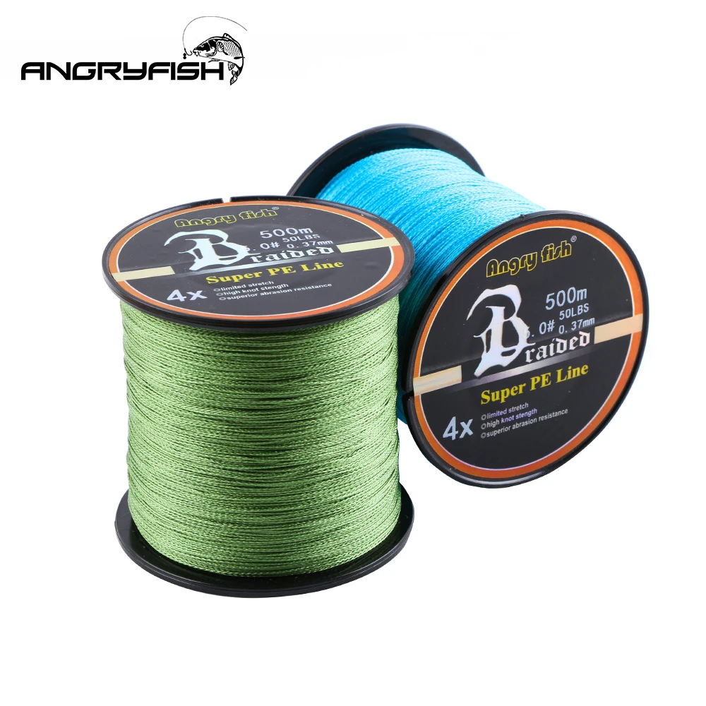 Angryfish 500m 4 Strands Braided Fishing Line 5 Colors Super PE Line Strong Strength