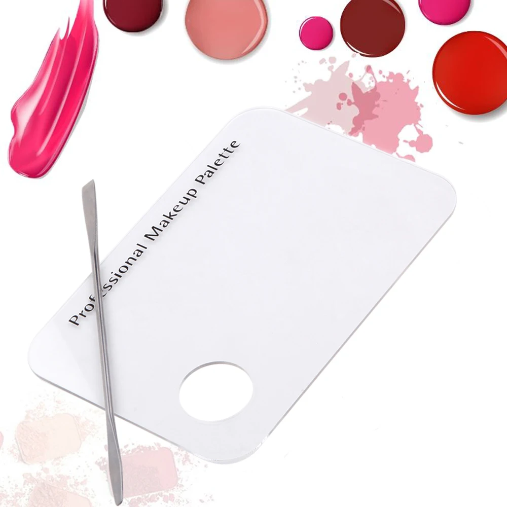 Makeup Mixing Palette Acrylic Spatula Foundation Palette Stainless Steel Hands-free Nail Stamping Plates Make Up Accessories