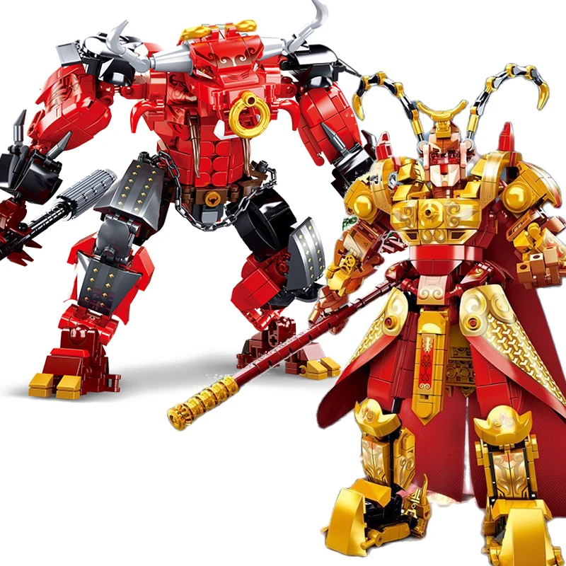 MOC Monkey King Warrior Mech Sun Wukong Monkie Mecha Figures City Building Blocks Demon Bull King Bricks Set Toys For Kid Gift