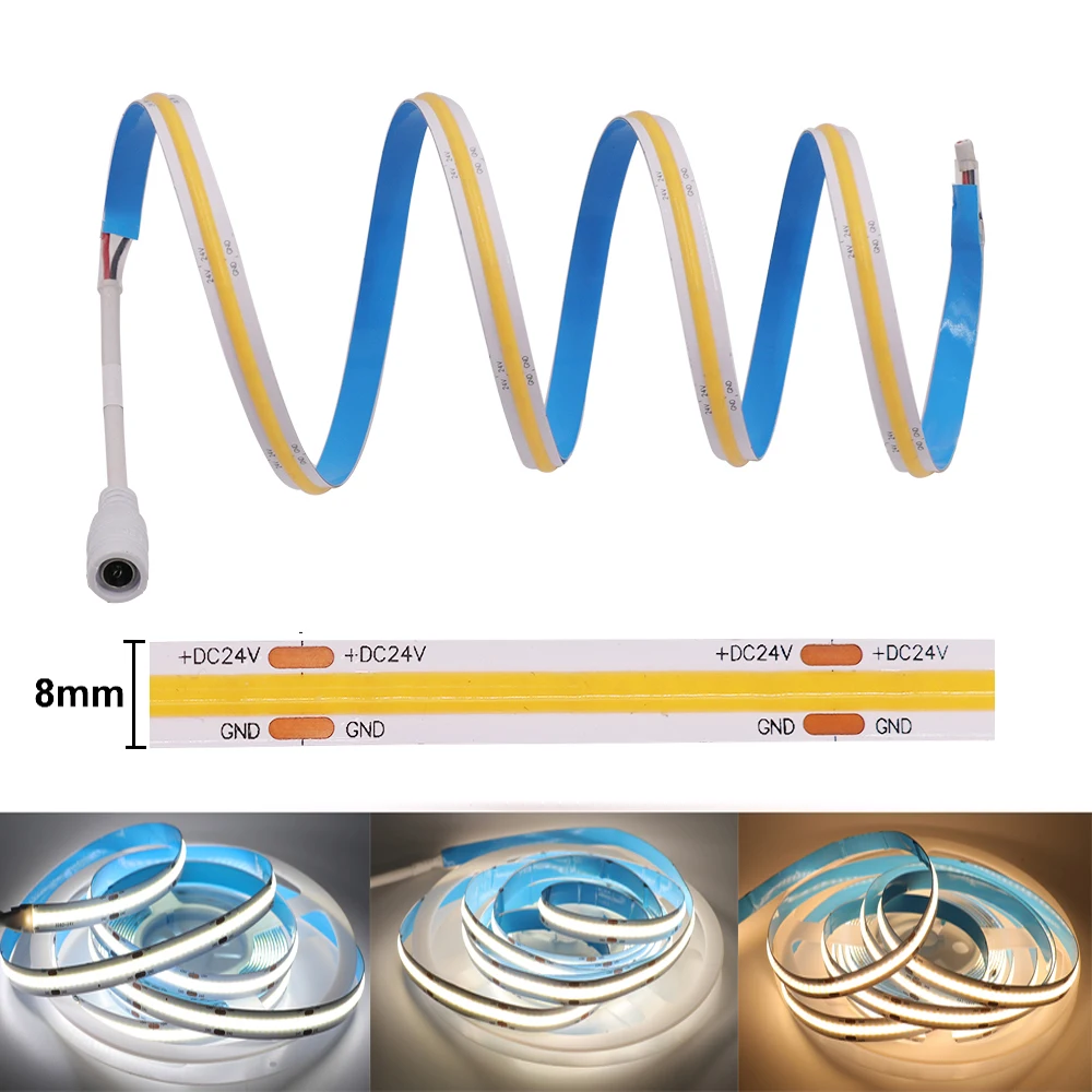 

COB LED Strip High Density Flexible LED Tape High Bright 384/528 LEDs/M Linear Ribbon White/Warm White/Neutral White DC12V 24V