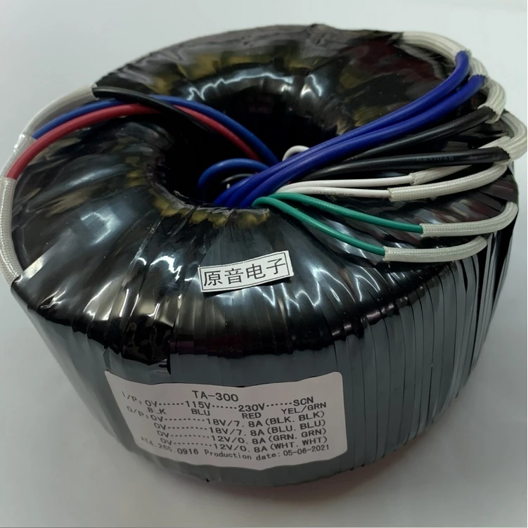 115V-230V Toroidal transformer 300W dual 18V (7.8A) + dual 12V (0.8A) are 4 wires