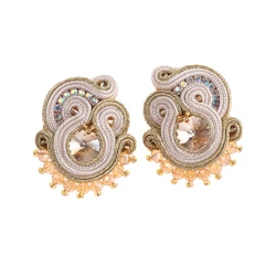 Fashion Soutache Earrings for women Weaving jewelry Handmade Stud earring Crystal Boho Trendy Design New Elegant Ladies gift