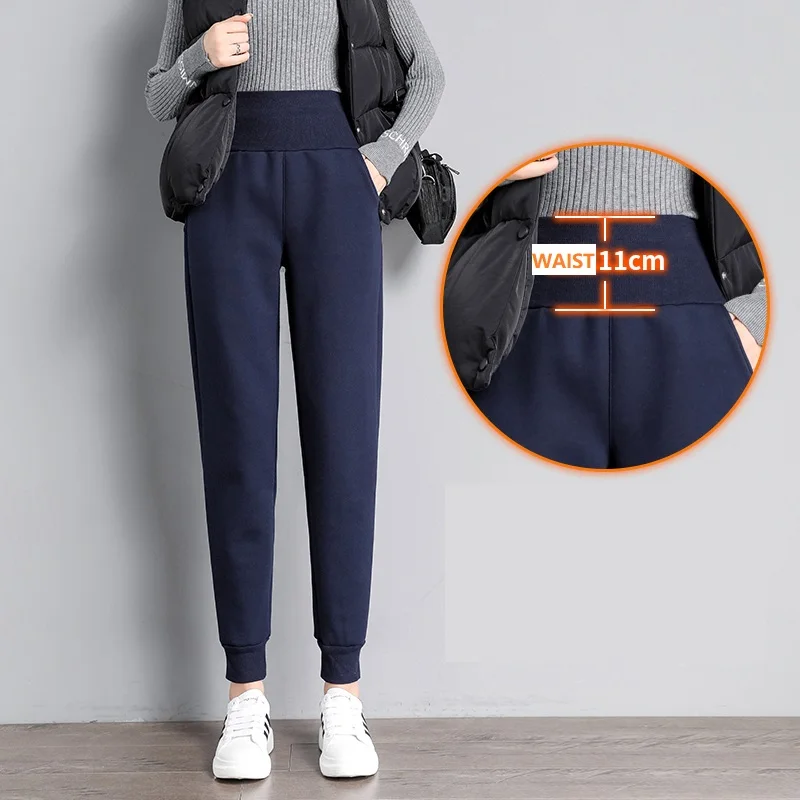 PELEDRESS Women Thick Warm Winter Harem Pants Casual Loose Korean Style Sweatpants High Waist Joggers Female Cashmere Trousers