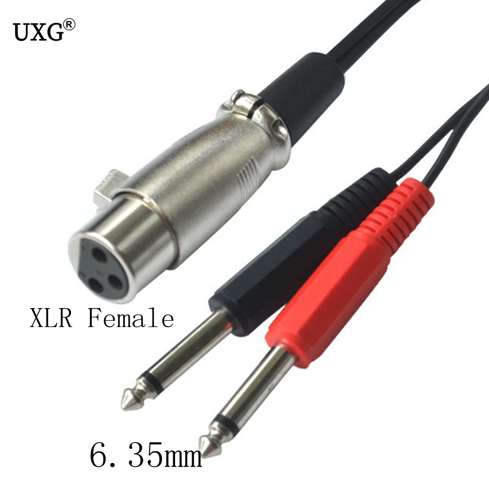 3pin xlr fêmea para duplo 1/4 "6.35mm mono macho plug trs áudio y cabo de cabo 0.3m/1.5m/3m