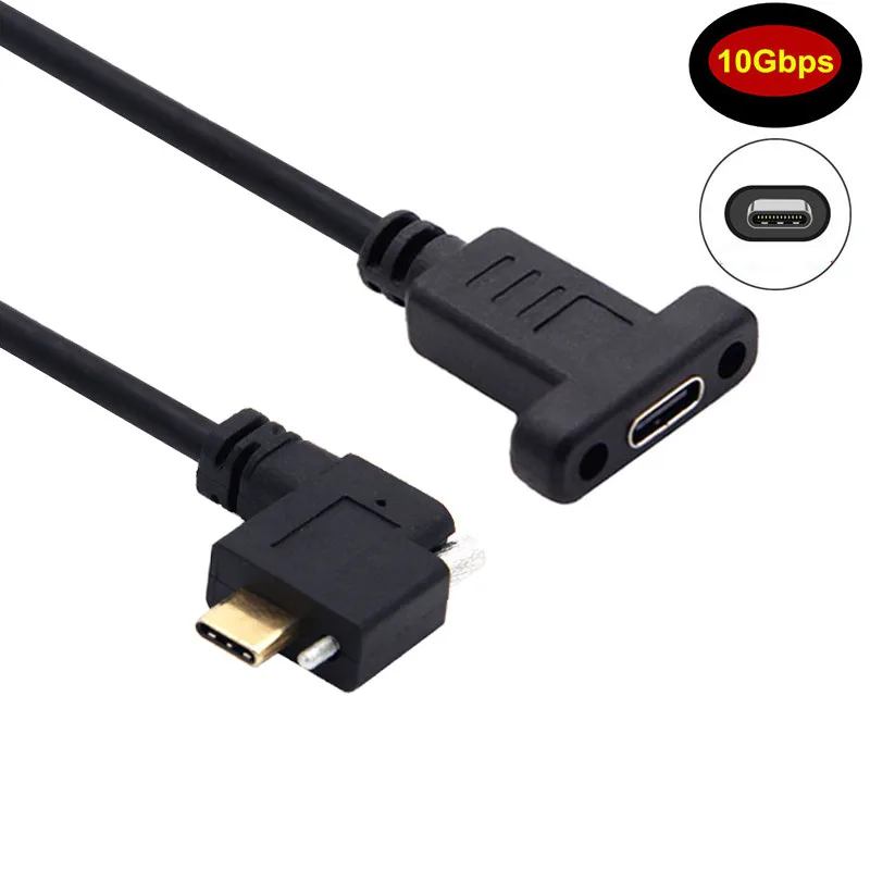 Up Down Left Right 10Gbps 5A USB 3.1 Type-C Male to Female Data Cable PD Charger Crod With Screw USB-C Extension Cable 4k 60Hz
