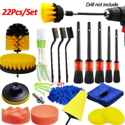 Dettaglio Set di spazzole Power Scrubber Drill Brush cuscinetti per lucidatura per auto spazzole per pulizia auto per prese d'aria per auto Rim Dirt Dust Clean Tools