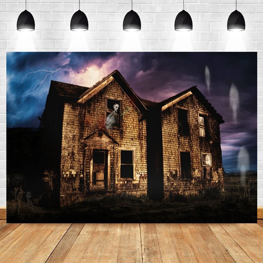 

Yeele Halloween Background Photocall Dry Grassland Retro Brick House White Soul Backdrop Photography Photo Studio Photophone