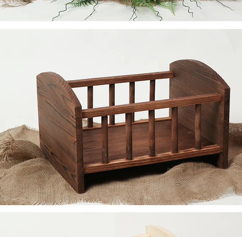 Neonatal photography props baby baby photo photo of the one-month-old wooden bed is a retro old props