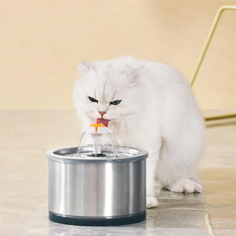 2.5L Automatic Cat Water Fountain Dog Water Dispenser Stainless Steel USB Drinker Pet Drinking Feeder Bowl