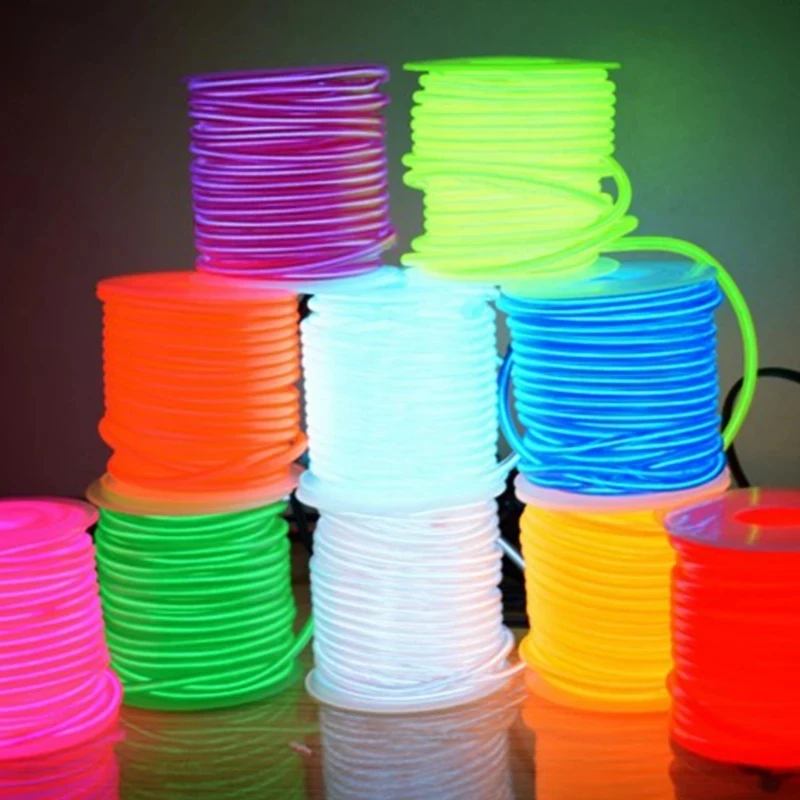 50M 100M 200M 500M EL Wire 2.3MM Electroluminescence Wire  LED Strip Flexible Neon Light  Rope Glow Tube Fluorescent Dance Decor