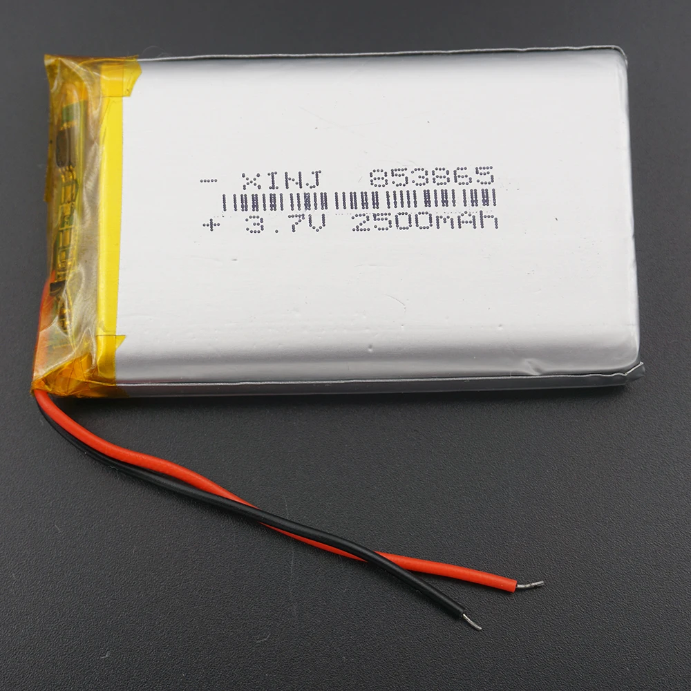 

3.7V 2500 mAh Rechargeable Li-Polymer Li Lithium Battery 853865 Cells Li-ion For E-Book PAD MID Car Camera Toys Sat Nav MP4