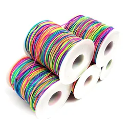 1mm Rainbow Round Elastic Band Tape Braid Bracelet String Elastic Rubber Stitching Sewing Cord Ribbon Rope Clothes Accessories