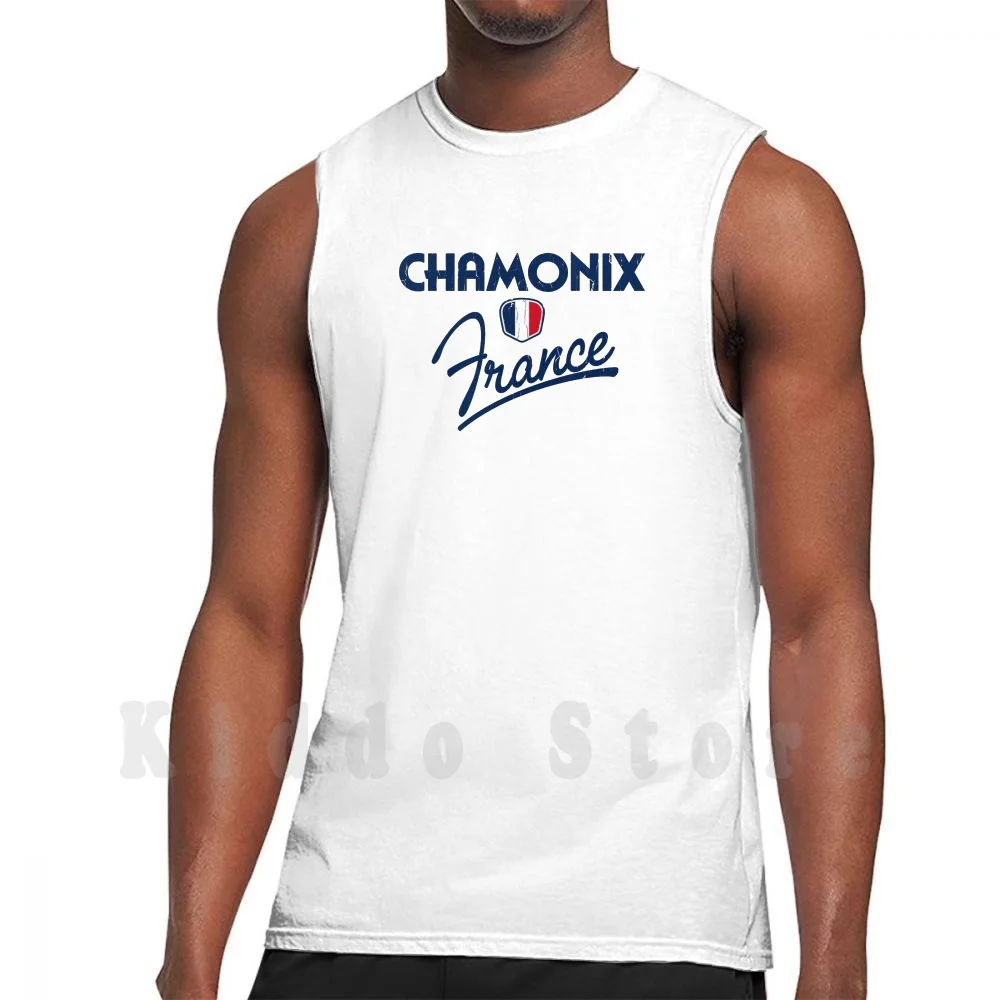 Chamonix France Tank Tops Vest 100% Cotton Chamonix Paris France France French Flag Vintage Distressed Souvenir