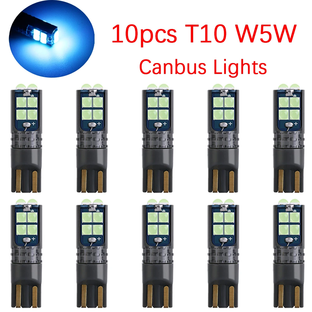 10pcs Super Bright T10 W5W Canbus Car Interior LED Lights 3030SMD No Error For Car Dome Park Lamp 3000K 6000K 12V Ice Blue Diode