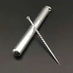 Argento Sterling Football Silver Senior stuzzicadenti portatile Mini Box portatile tubo di metallo impermeabile per inviare la vendita degli anziani