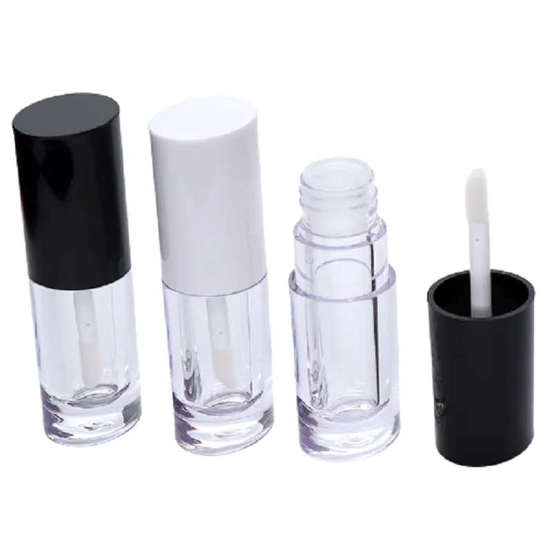 New Arrival Empty Flat Round Clear Lip Gloss Tube 4.5ml White Black Lid High Grade Cosmetic Lip Glaze Packing Bottle 30 pieces