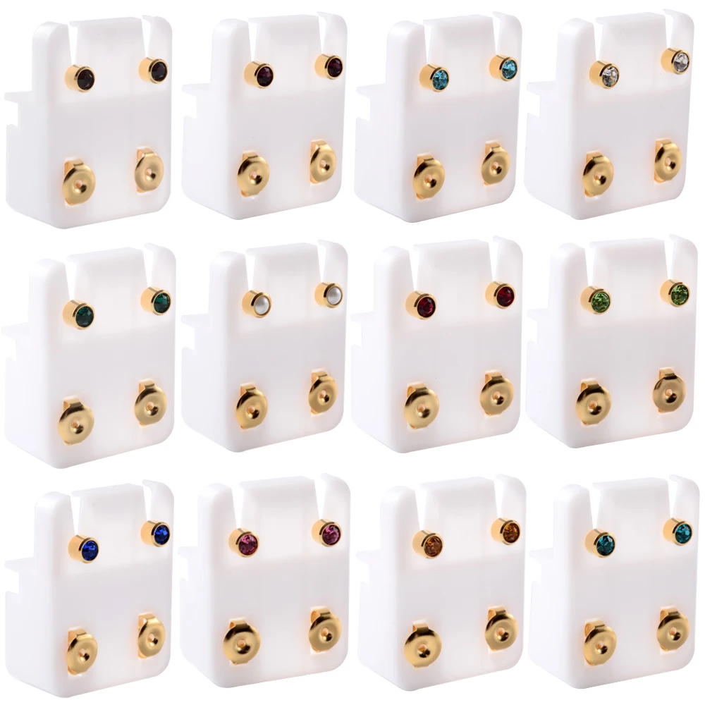 1Pair Fashion Surgical Steel Sterile Ear Piercing 24K Gold Plated Nickel-free Ear Cartilage Tragus Studs Earring Puncture Jewery